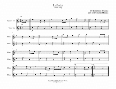 Lullaby- Soprano Sax and Tenor Sax Duet (arr. Dominic Meccia)