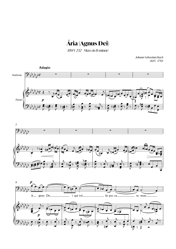 Aria (Agnus dei) from the Mass in B Minor (BACH) - Baritone_Ebm (arr. André Alberto Santos)