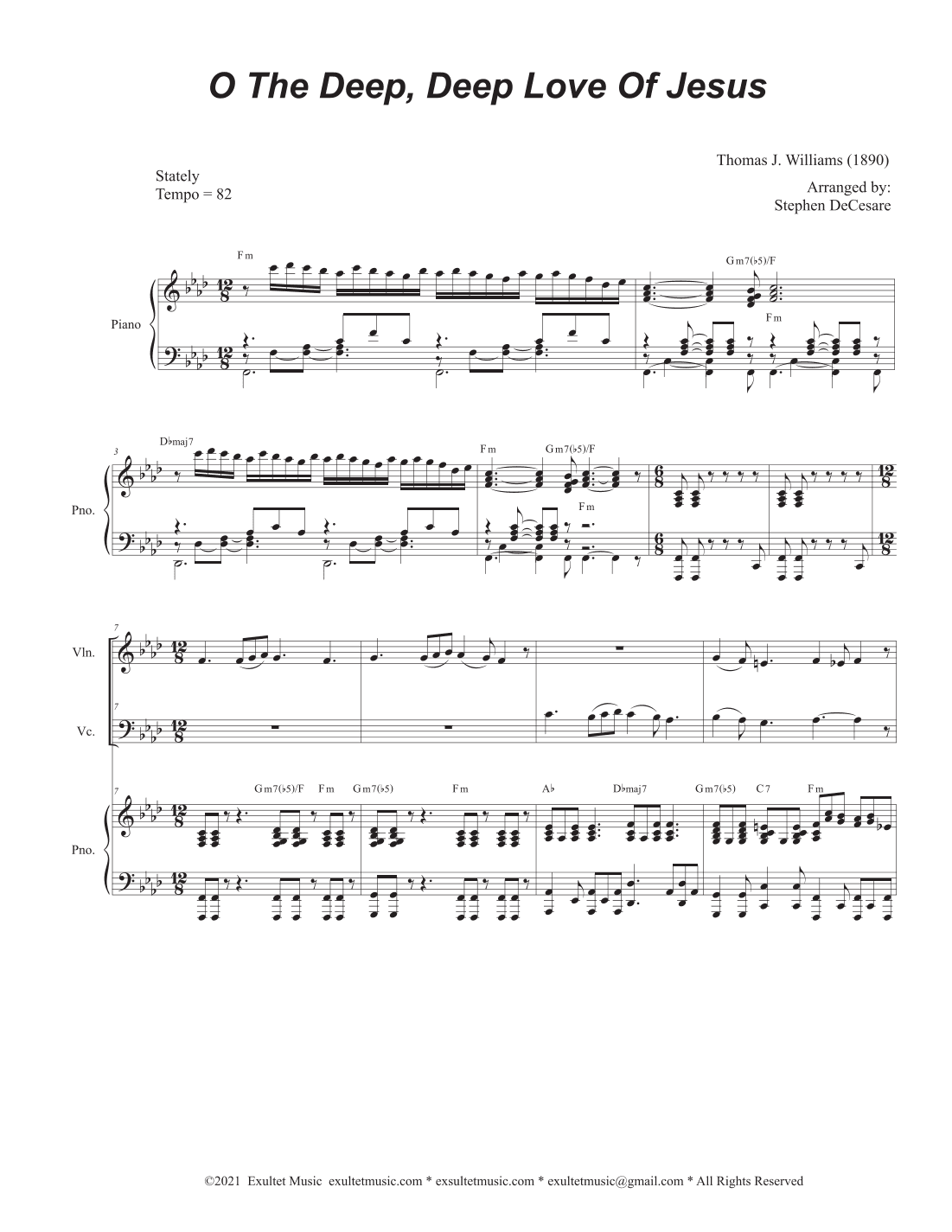 O The Deep, Deep Love Of Jesus (Duet for Violin and Cello) (arr. Stephen DeCesare)