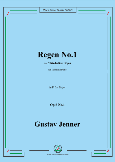Jenner-Regen No.1,in D flat Major,Op.6 No.1 (arr. OSM Press)