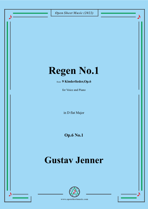 Jenner-Regen No.1,in D flat Major,Op.6 No.1 (arr. OSM Press)