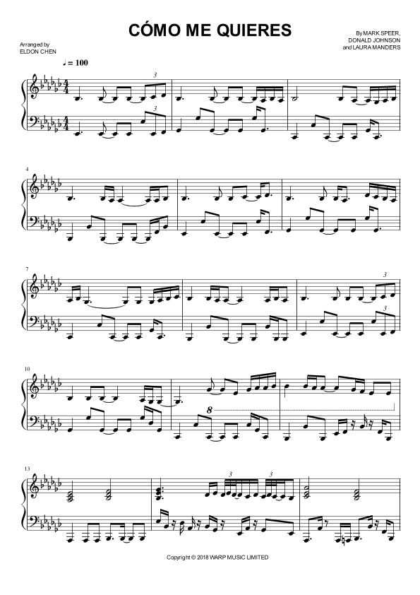 Como Me Quieres (arr. Eldon Chen)