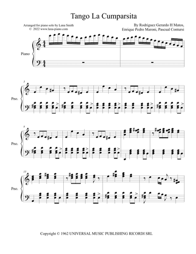 La Cumparsita (arr. Lana Smith)