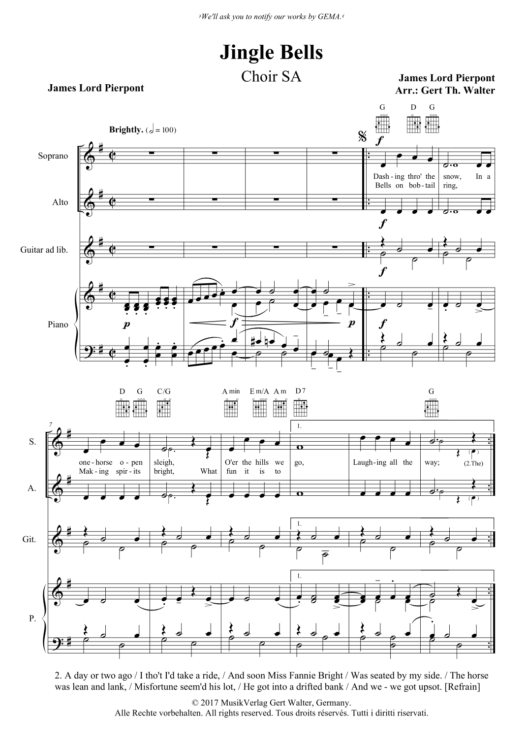 Jingle Bells (arr. Gert Th. Walter)