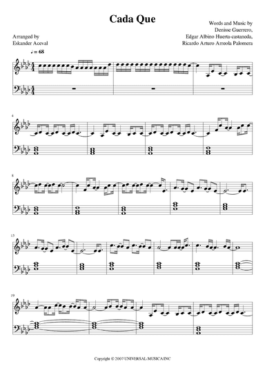 Cada Que (arr. Eskander Aceval)