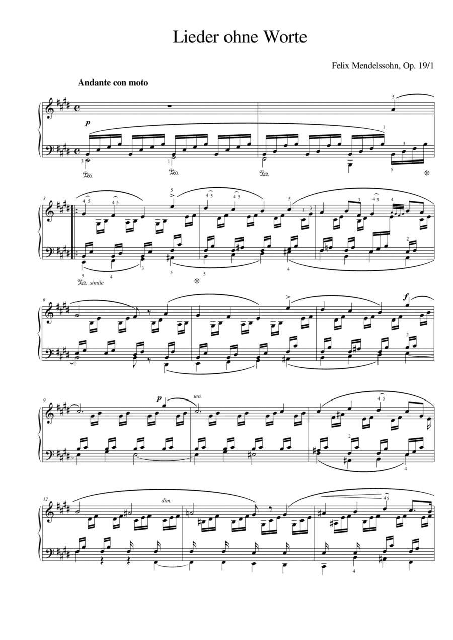 Mendelssohn Op.19 No.1 (arr. Thomas Jancso)