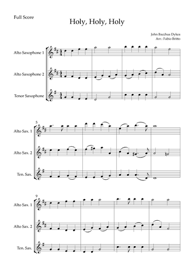 Holy, Holy, Holy (Traditional Christian Song) for Saxophone Trio (arr. Fabio Britto)