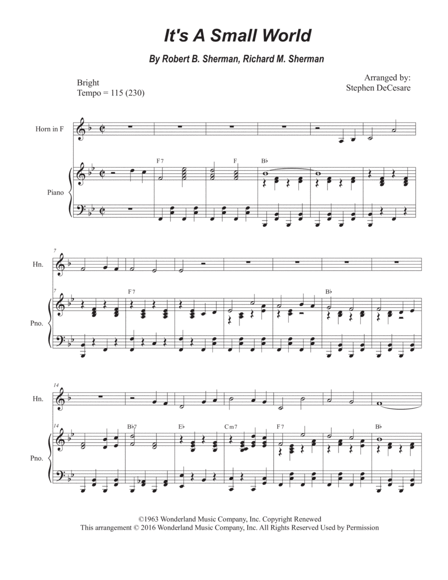 It's A Small World (arr. Stephen DeCesare)