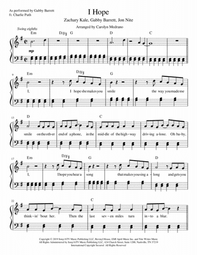 I Hope (arr. Carolyn Medrano)