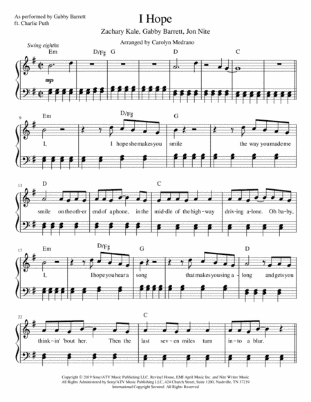 I Hope (arr. Carolyn Medrano)