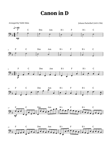 Canon in D - Tuba Solo (+CHORDS) (arr. Valdir Maia)