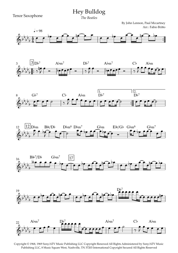 Hey Bulldog (arr. Fabio Britto)