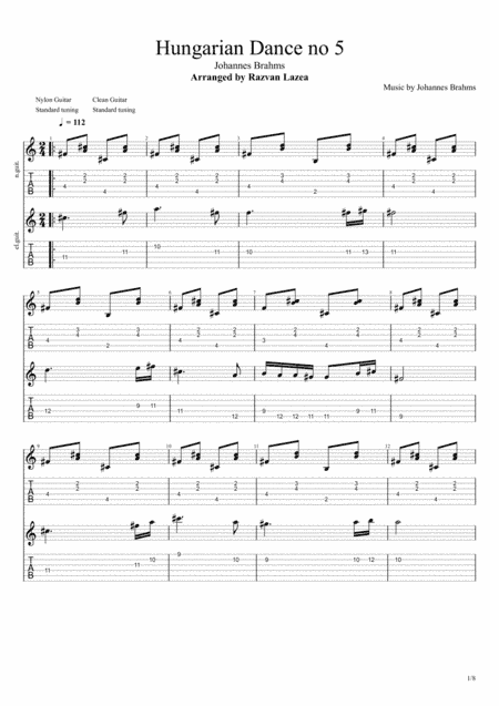 Hungarian Dance no 5 - Johannes Brahms - Guitar Duet (arr. Razvan Lazea)