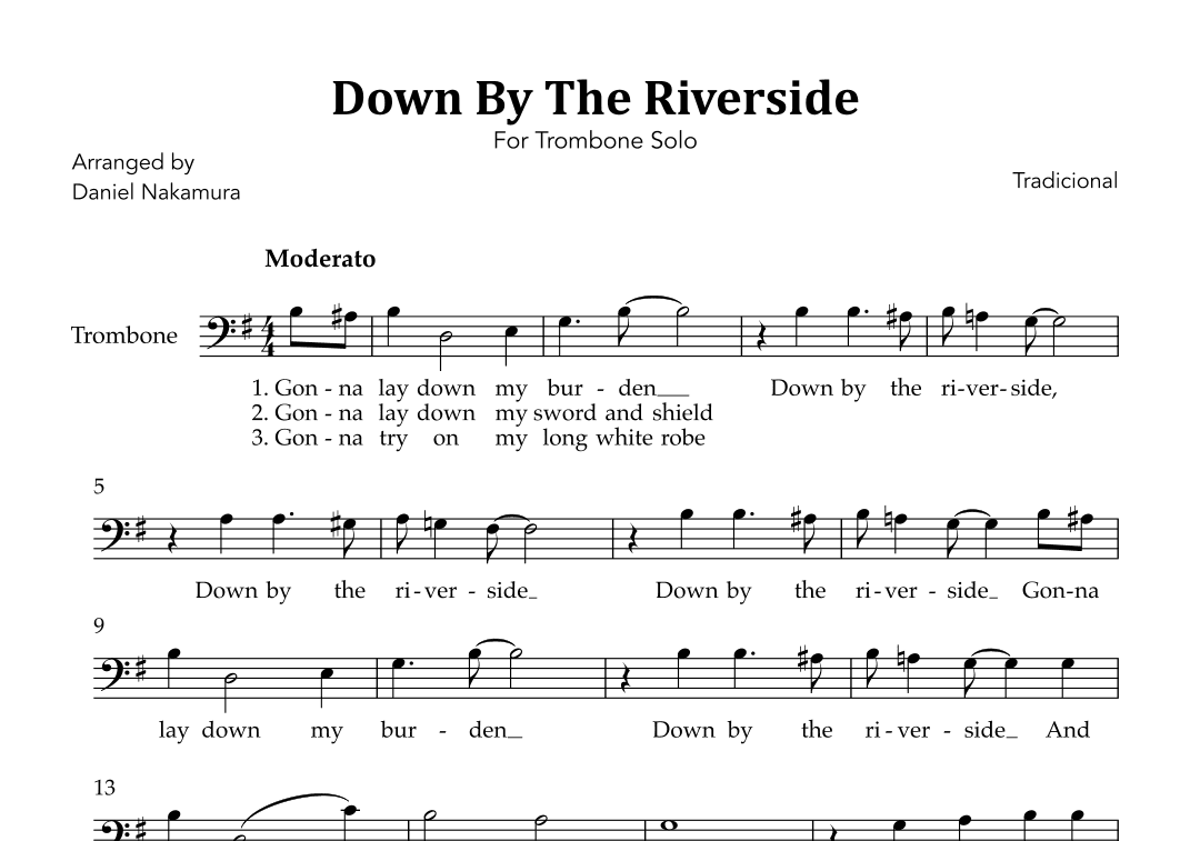 Down By The Riverside (For Trombone Solo) (arr. Daniel Nakamura)