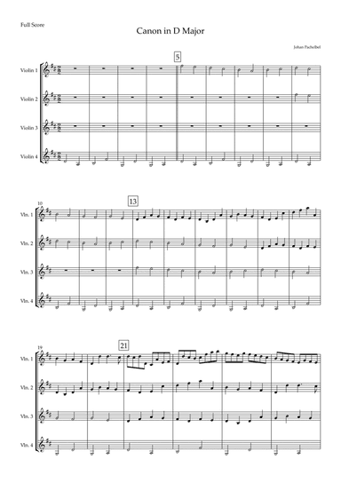 Canon in D Major (Johann Pachelbel) for Violin Quartet (arr. Fabio Britto)