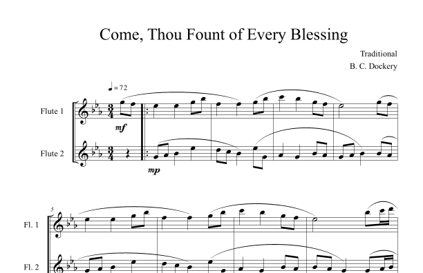 Come, Thou Fount of Every Blessing (Flute Duet) (arr. B. C. Dockery)