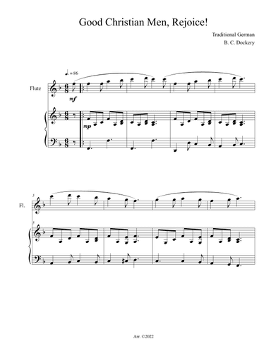 Good Christian Men, Rejoice! (Flute Solo with Piano Accompaniment) (arr. B. C. Dockery)