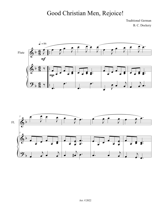 Good Christian Men, Rejoice! (Flute Solo with Piano Accompaniment) (arr. B. C. Dockery)