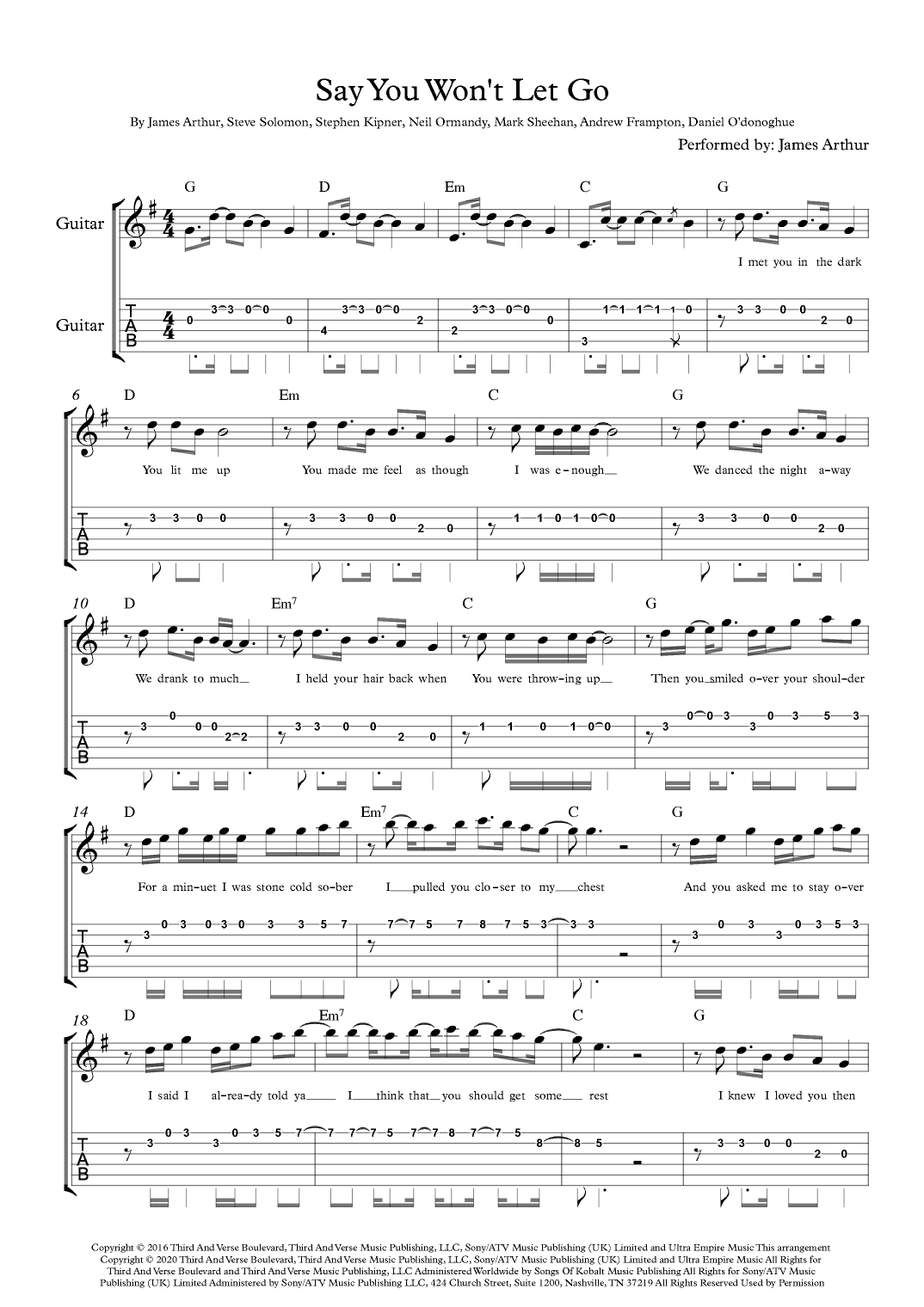 Say You Won't Let Go (arr. Arr. MDS)