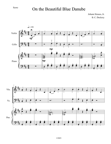 The Blue Danube (Violin and Cello Duet with Piano Accompaniment) (arr. B. C. Dockery)
