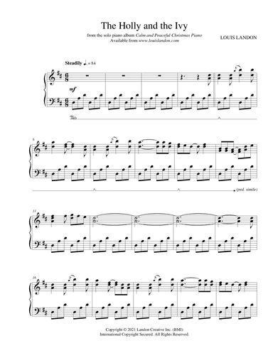 The Holly and the Ivy - Traditional Christmas - Louis Landon - Solo Piano (arr. Louis Landon)