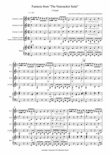 Trepak (Fantasia for Nutcracker) for Clarinet Quartet (arr. David Burndrett)