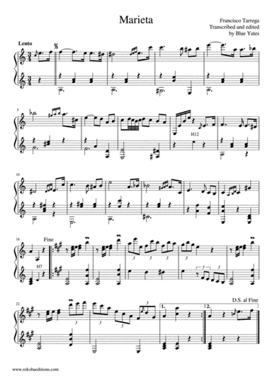 Marieta (Francisco Tarrega) (arr. Blue Yates)
