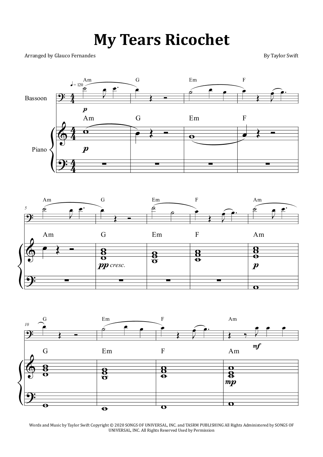 My Tears Ricochet (arr. Glauco Fernandes)