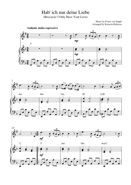 Hab' ich nur deine Liebe (Boccacio/ I Only Have Your Love) (arr. Kaiserin Rebecca)