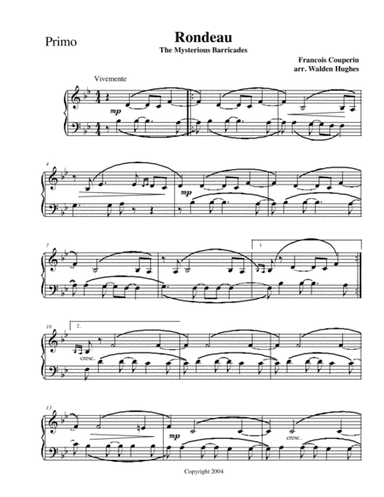 Rondeau, Mysterious Barricades Piano Duet (1 Piano 4 Hands) (arr. Dr. Walden Hughes)