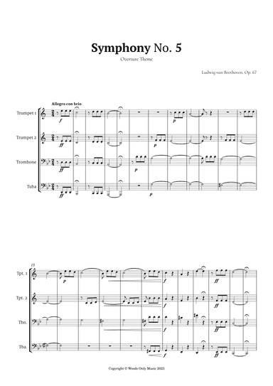 Symphony No. 5 by Beethoven for Brass Quartet (arr. Ander)
