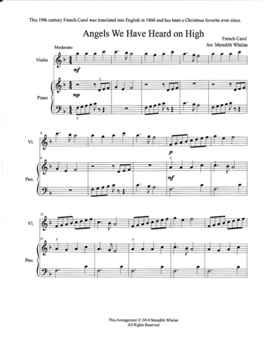 Christmas Duets for Violin & Piano Vol. 2:  11 Traditional Carols (arr. Meredith Whelan)