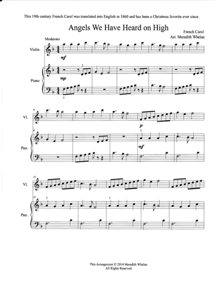 Christmas Duets for Violin & Piano Vol. 2:  11 Traditional Carols (arr. Meredith Whelan)