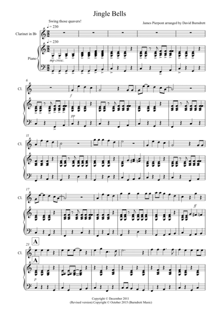 Jingle Bells (Jazzy Style!) for Clarinet and Piano (arr. David Burndrett)