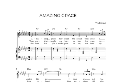 AMAZING GRACE - for piano and tenor in Gb major with chords (arr. Alex Nunes Rodrigues)