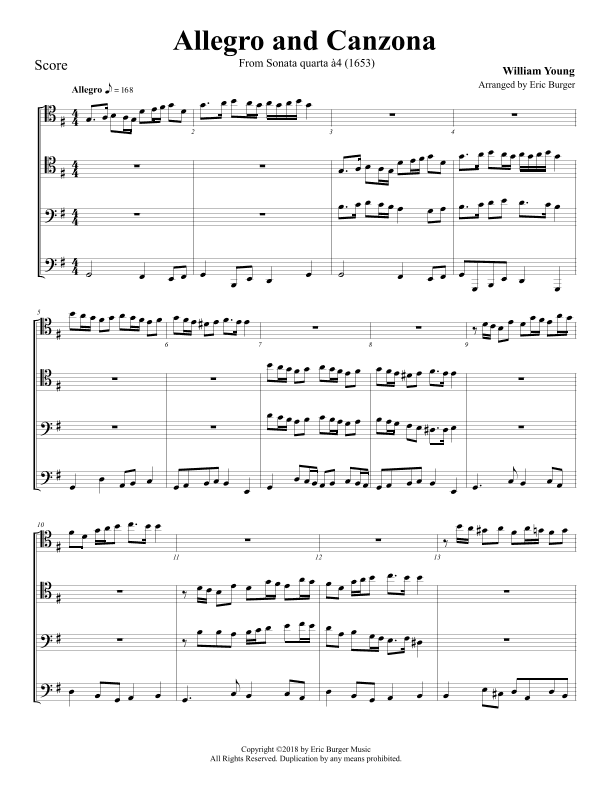 Allegro and Canzona for Trombone or Low Brass Quartet (arr. Eric Burger Music)