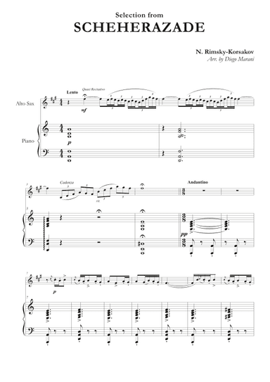 Scheherazade for Alto Saxophone and Piano (arr. Diego Marani)