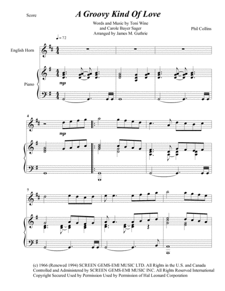 A Groovy Kind Of Love (arr. James M. Guthrie, ASCAP)