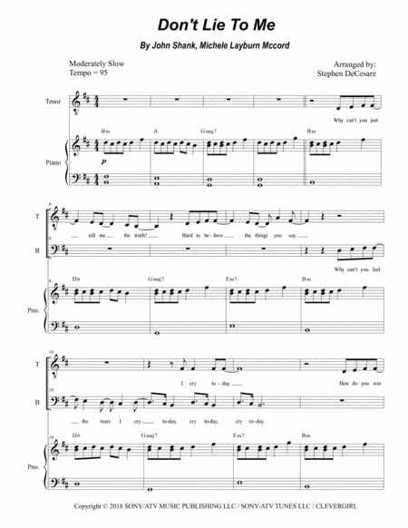 Don't Lie To Me (arr. Stephen DeCesare)