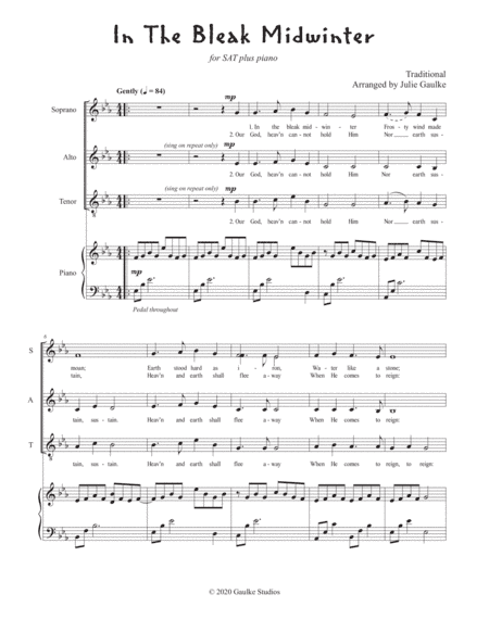 In The Bleak Midwinter for SAT plus piano (arr. Julie Gaulke)