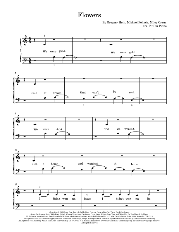 Flowers (arr. Più Piu Piano)