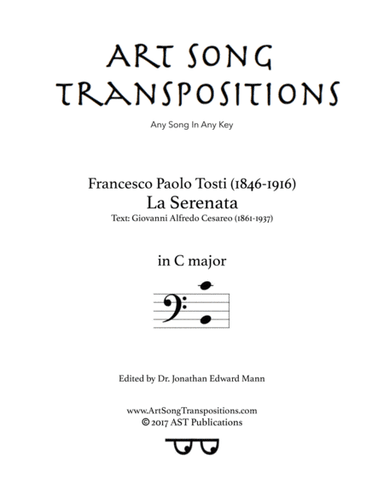 TOSTI: La serenata (transposed to C major, bass clef) (arr. ArtSongTranspositions.com)