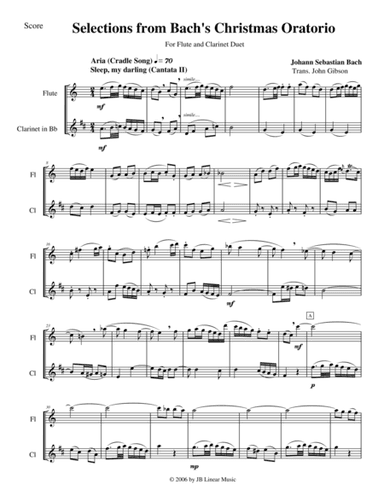 Bach's Christmas Oratorio Selections for Flute and Clarinet Duet (arr. John Gibson)