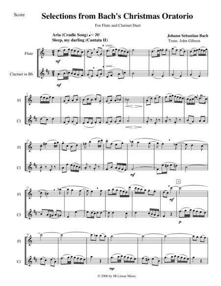 Bach's Christmas Oratorio Selections for Flute and Clarinet Duet (arr. John Gibson)