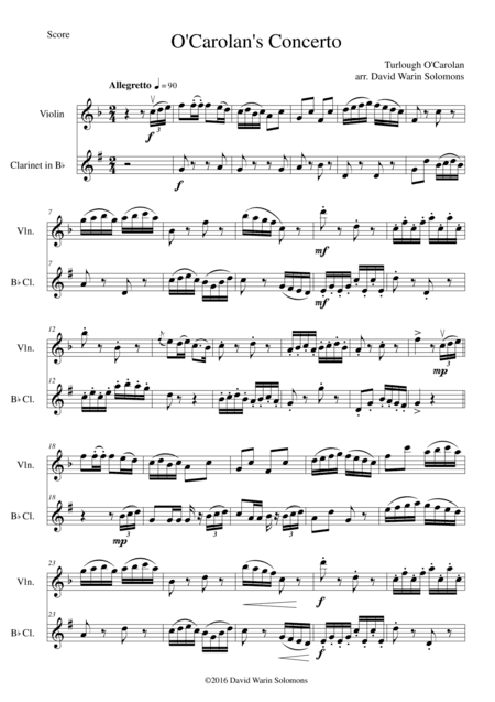O'Carolan's Concerto for violin and clarinet (arr. David Warin Solomons)
