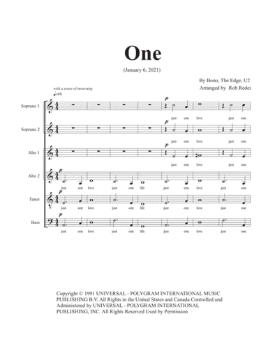 One (arr. Rob Redei)