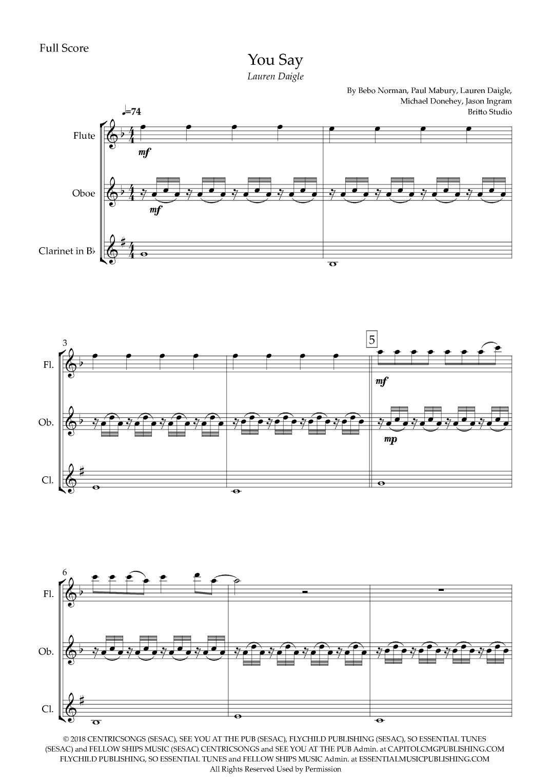 You Say (arr. Fabio Britto)