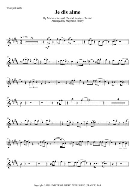 Je Dis Aime (arr. Stephane ELSINY)