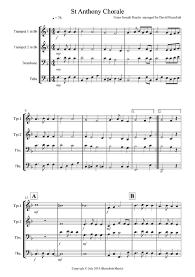 St Anthony Chorale for Brass Quartet (arr. David Burndrett)