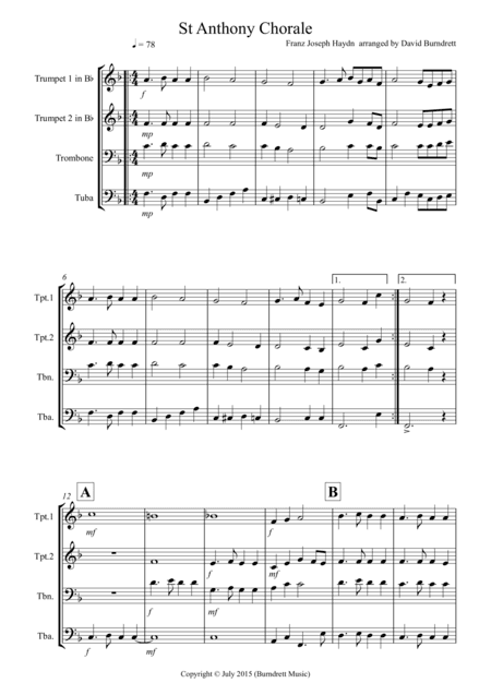 St Anthony Chorale for Brass Quartet (arr. David Burndrett)